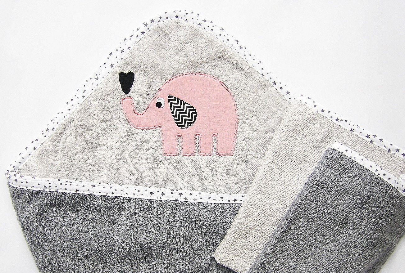 Kapuzenhandtuch 3Er Set Herzifant Altrosa | Mit Name Baby Geschenk Zur Geburt Kapuzenbadetuch Personalisiert von Etsy - LuMaluShop