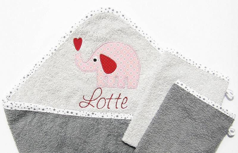 Kapuzenhandtuch 3Er Set Herzifant | Mit Name Baby Geschenk Kapuzenbadetuch Personalisiert von Etsy - LuMaluShop
