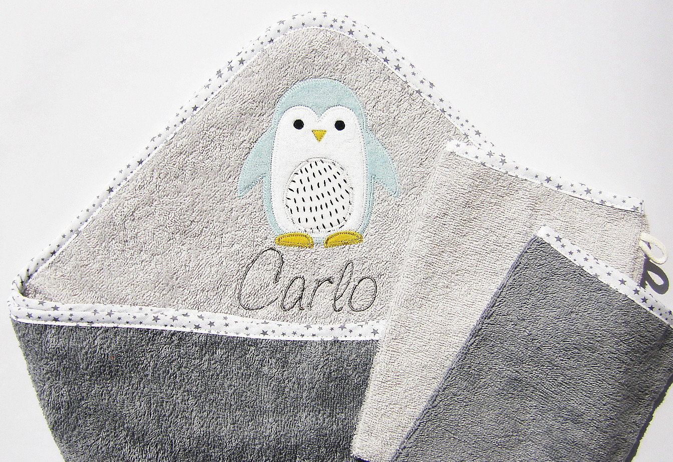 Kapuzenhandtuch 3Er Set Pinguin | Mit Name Baby Geschenk Kapuzenbadetuch Personalisiert von Etsy - LuMaluShop