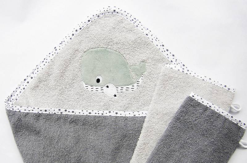 Kapuzenhandtuch 3Er Set Wal Mint | Mit Name Baby Geschenk Kapuzenbadetuch Personalisiert von Etsy - LuMaluShop