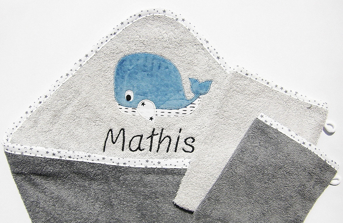 Kapuzenhandtuch 3Er Set Wal | Mit Name Baby Geschenk Kapuzenbadetuch Personalisiert von Etsy - LuMaluShop