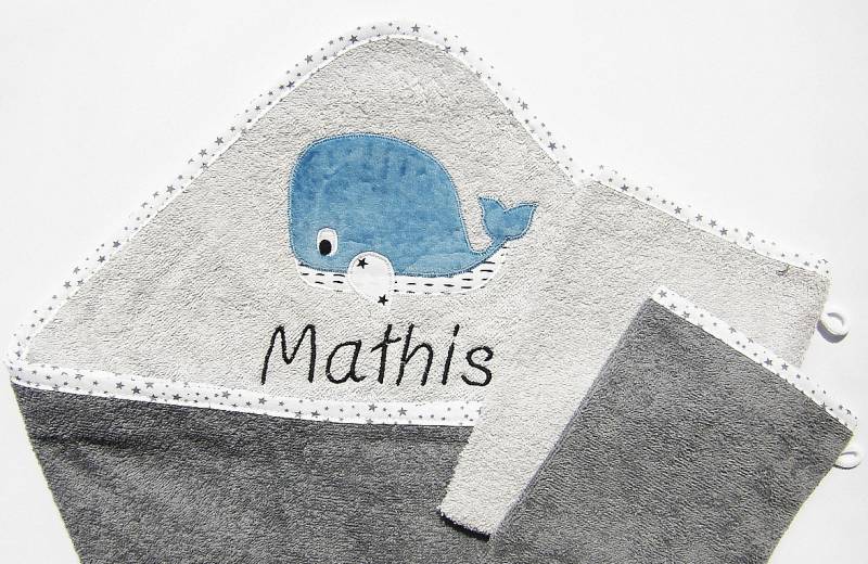 Kapuzenhandtuch 3Er Set Wal | Mit Name Baby Geschenk Kapuzenbadetuch Personalisiert von Etsy - LuMaluShop