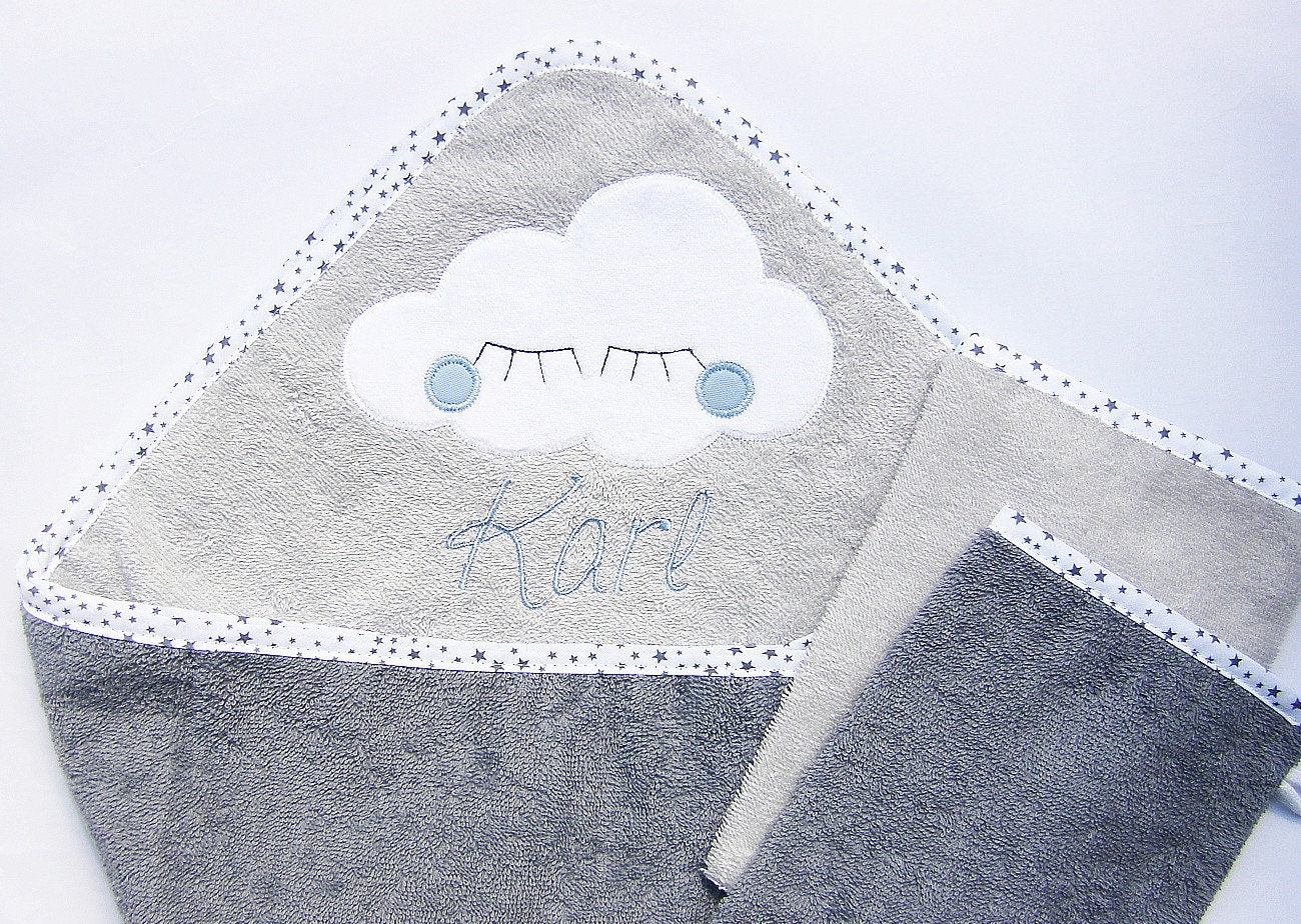 Kapuzenhandtuch 3Er Set Wolke | Mit Name Baby Geschenk Kapuzenbadetuch Personalisiert von Etsy - LuMaluShop