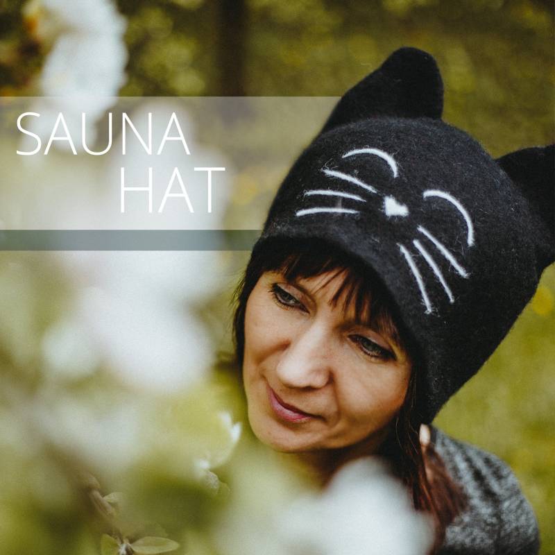 Gefilzte Wolle Handgefertigte Sauna Hut Katze, Halloween von Etsy - LufiDesign