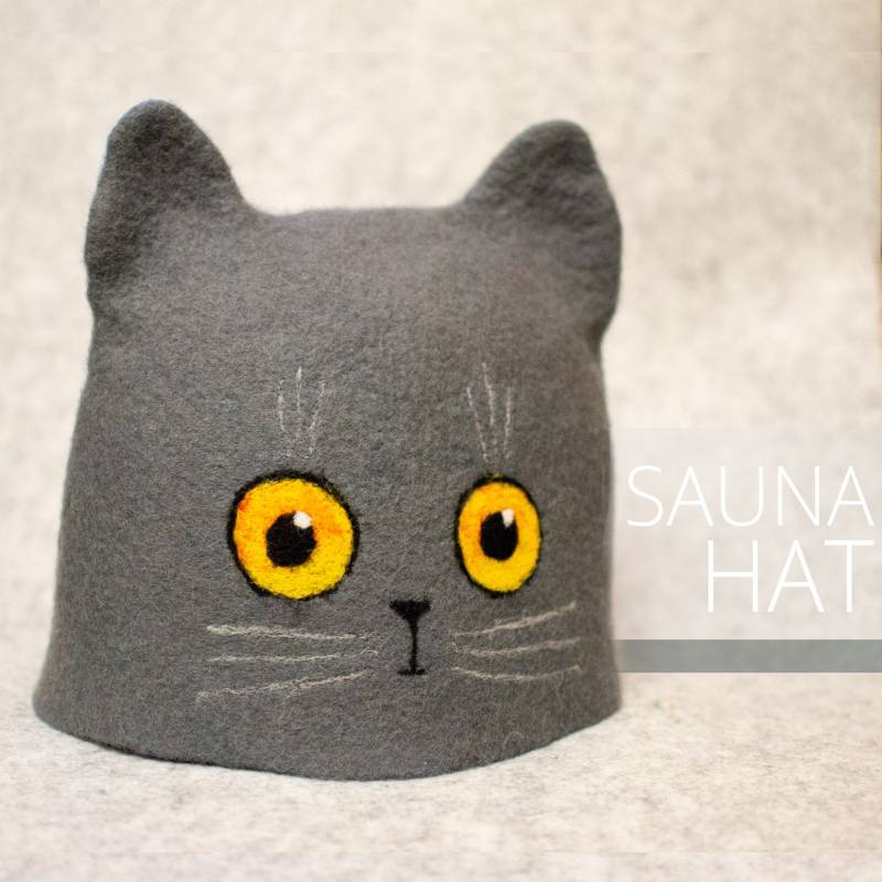 Gefilzte Wolle Handgefertigte Sauna Hut Katze, Handgemacht von Etsy - LufiDesign