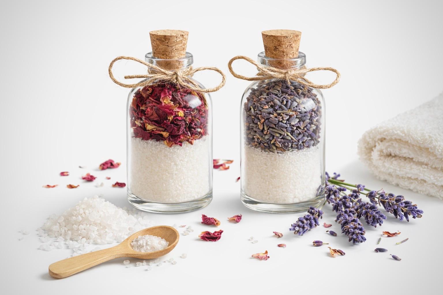 Totes Meer Badesalz Set Im Glas | Rose & Lavendel Echte Blüten 100% Naturrein Spa Ritual Geschenk von Etsy - LunavaPremium