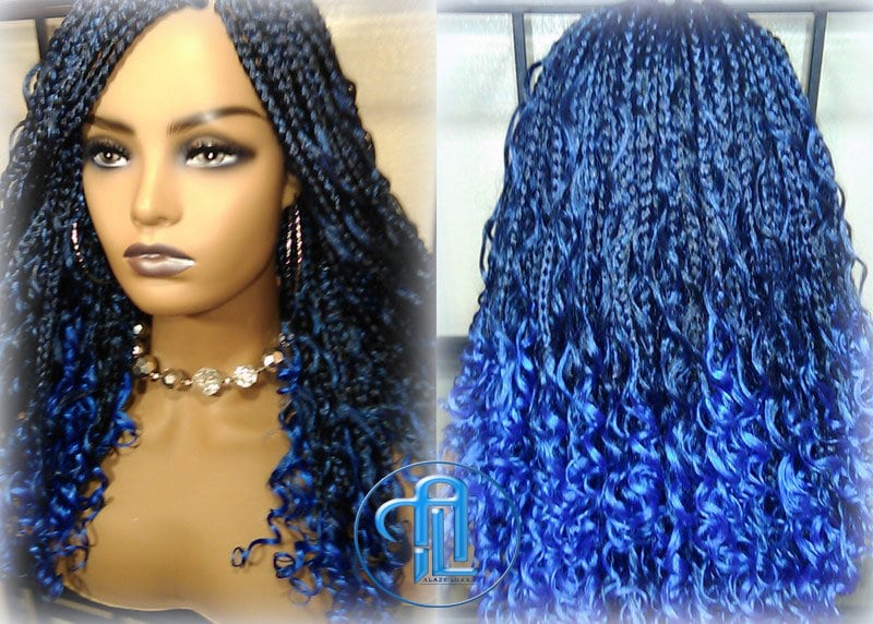 Blaue Ombre-Göttin-Box-Zöpfe, Meerjungfrau, Lockig, Lange Distressed-Boho-Zöpfe, Farbverlaufshaar, Kurzes Lockiges Haar, 14/16 Zoll Blaue Ombre-Göttin-Box-Zöpfe, Meerjungfrau, Lockig, Lange Distressed-Boho-Zöpfe, Farbverlaufshaar, Kurzes Lockiges Haar, 14/16 Zoll von Etsy - LuxxxStyleBoutique