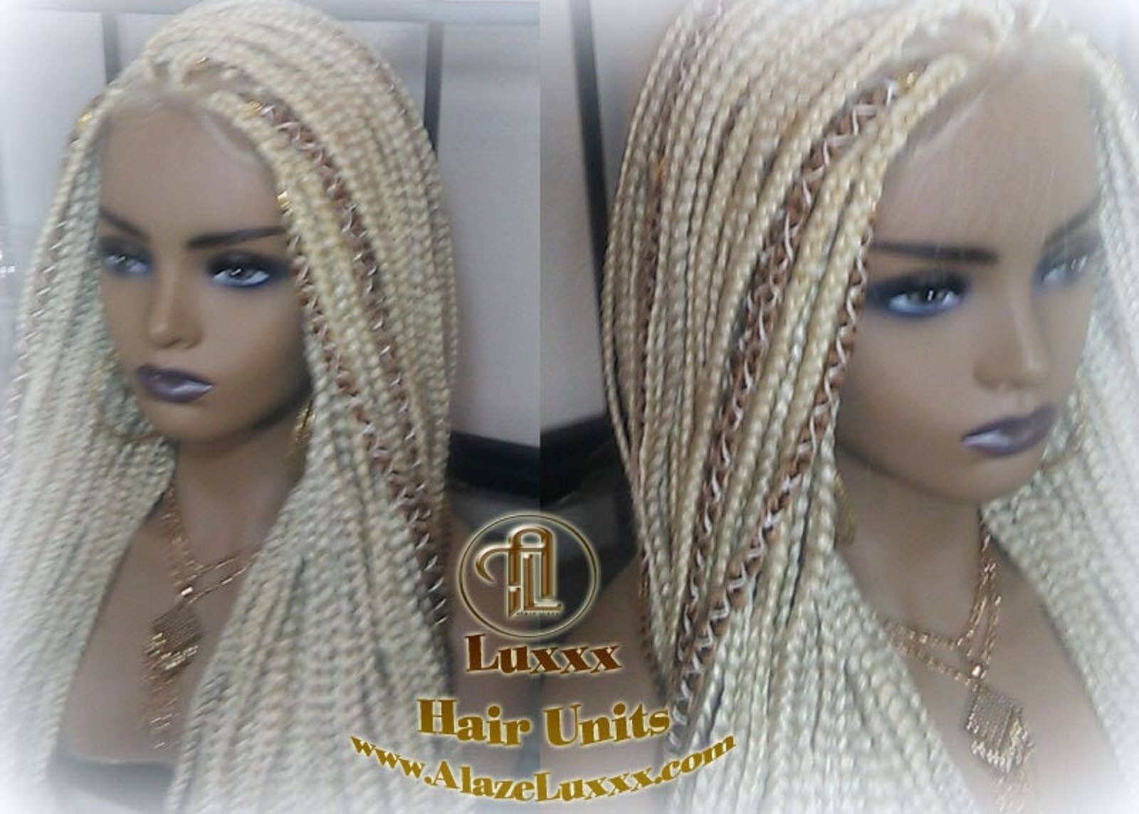 Blond 613 27 Mix Box Braid Perücke Ombre Balayage Honig Platinum Lace Babyhaarpartie Kleine Mittel Gerade Zöpfe Zopf-Spitze-Perücke von Etsy - LuxxxStyleBoutique
