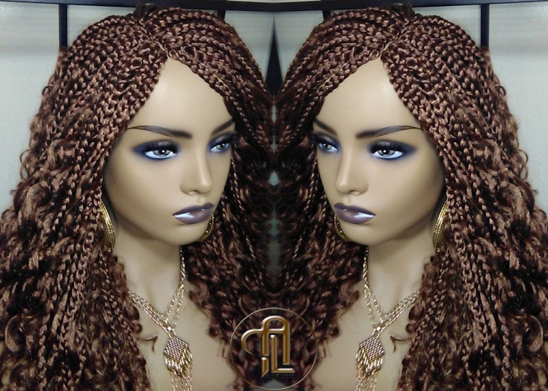 Box Braid Boho Kurze Lockige Perücke 14 Zoll Braun Auburn 30 Distressed Goddess Zöpfe Loses Lockiges Haar von Etsy - LuxxxStyleBoutique