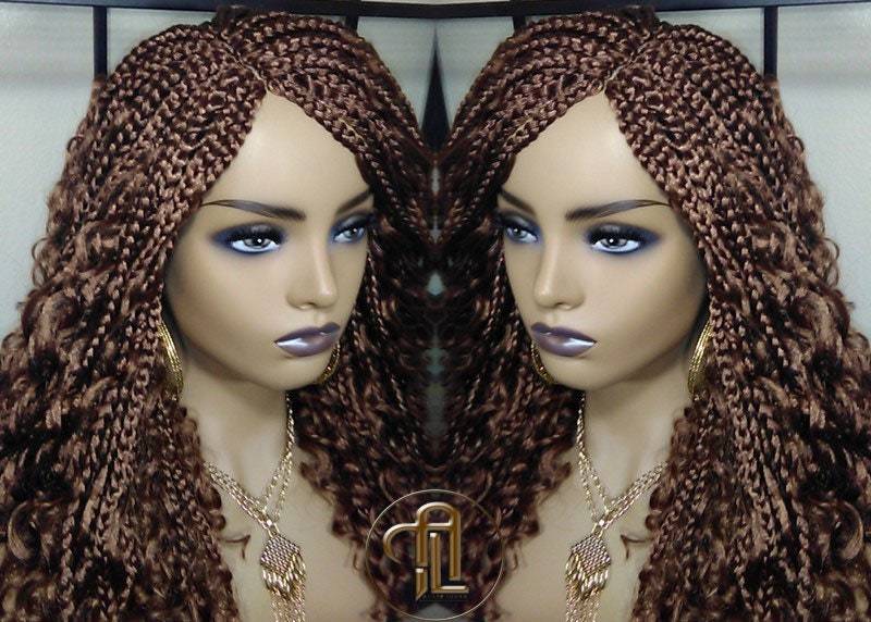 Box Braid Boho Kurze Lockige Perücke 14 Zoll Braun Auburn 30 Distressed Goddess Zöpfe Loses Lockiges Haar von Etsy - LuxxxStyleBoutique