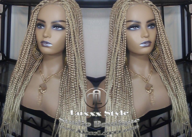 Box Braid Perücke Blond 613 27 Mix Ombre Balayage Honigblond Platin Spitze Baby Haar Einheit Klein Mittel Gerade Glueless Zopf-Spitzen-Perücke von Etsy - LuxxxStyleBoutique