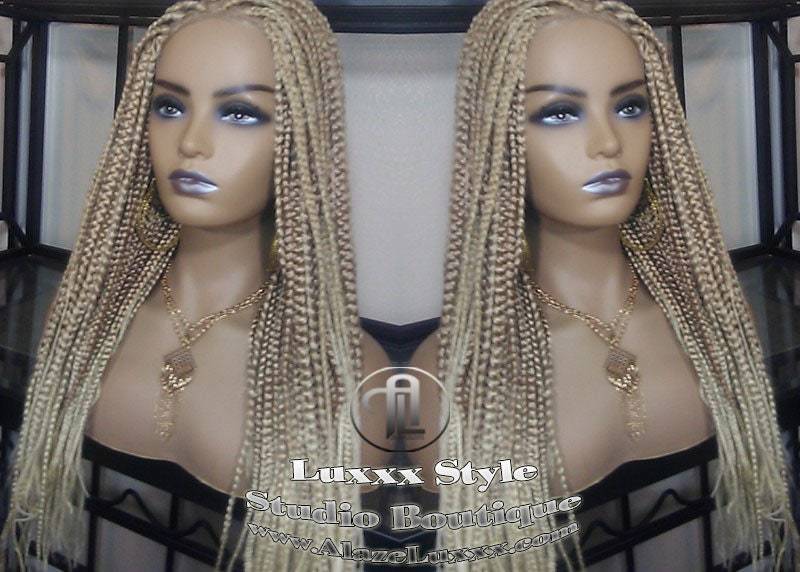 Box Braid Perücke Blond 613 27 Mix Ombre Balayage Honigblond Platin Spitze Baby Haar Einheit Klein Mittel Gerade Glueless Zopf-Spitzen-Perücke von Etsy - LuxxxStyleBoutique