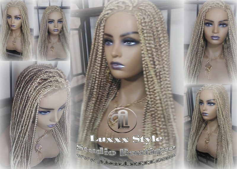 Box Zopf Perücke Blond 613 27 Mix Ombre Balayage Honig Platin Spitze Baby Haar Gerade Braid Lace Für Schwarz Weiß Frauen Alopezie von Etsy - LuxxxStyleBoutique