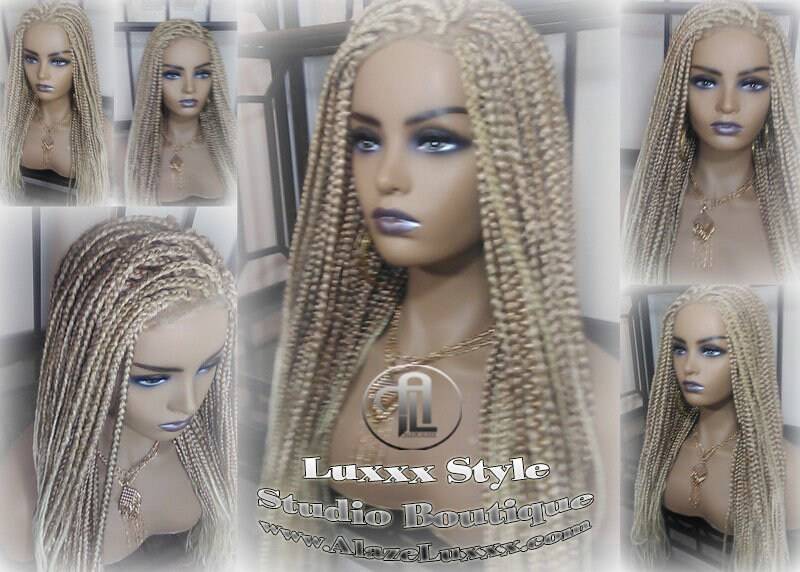 Box Zopf Perücke Blond 613 27 Mix Ombre Balayage Honig Platin Spitze Baby Haar Gerade Braid Lace Für Schwarz Weiß Frauen Alopezie von Etsy - LuxxxStyleBoutique