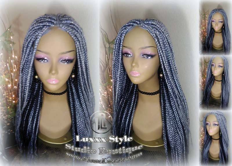 Braid Lace Perücke Box Geflecht 44 51 Sturm Lang Grau Silber Spitze Verschluss Babyhaar Mittlere Gerade Kleberlos Vorgestrecktes von Etsy - LuxxxStyleBoutique