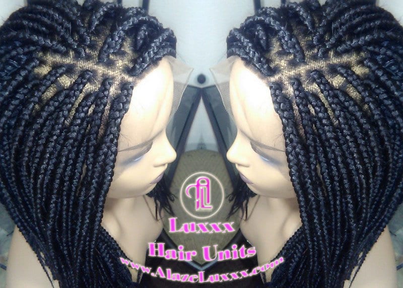 Kurze Schwarze Spitze Baby Haar Box Braid Perücke Einheit Large Medium Kleberfrei Black 16In Straight Goddess Braids Lace von Etsy - LuxxxStyleBoutique