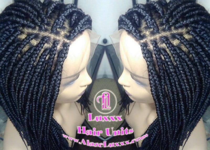 Kurze Schwarze Spitze Baby Haar Box Braid Perücke Einheit Large Medium Kleberfrei Black 16In Straight Goddess Braids Lace von Etsy - LuxxxStyleBoutique