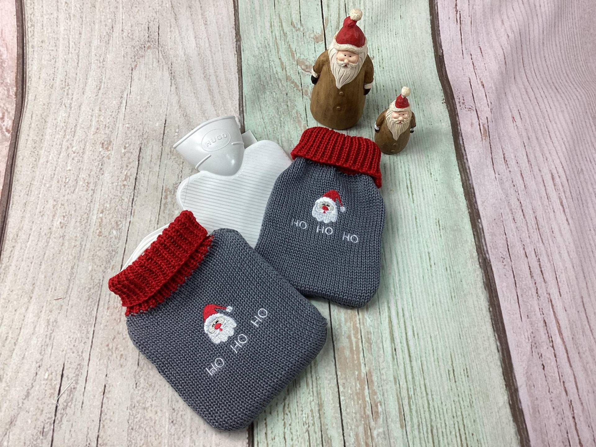 Miniwärmflasche, Wärmflaschenbezug, Weihnachtsmann von Etsy - MANAStrickdesign