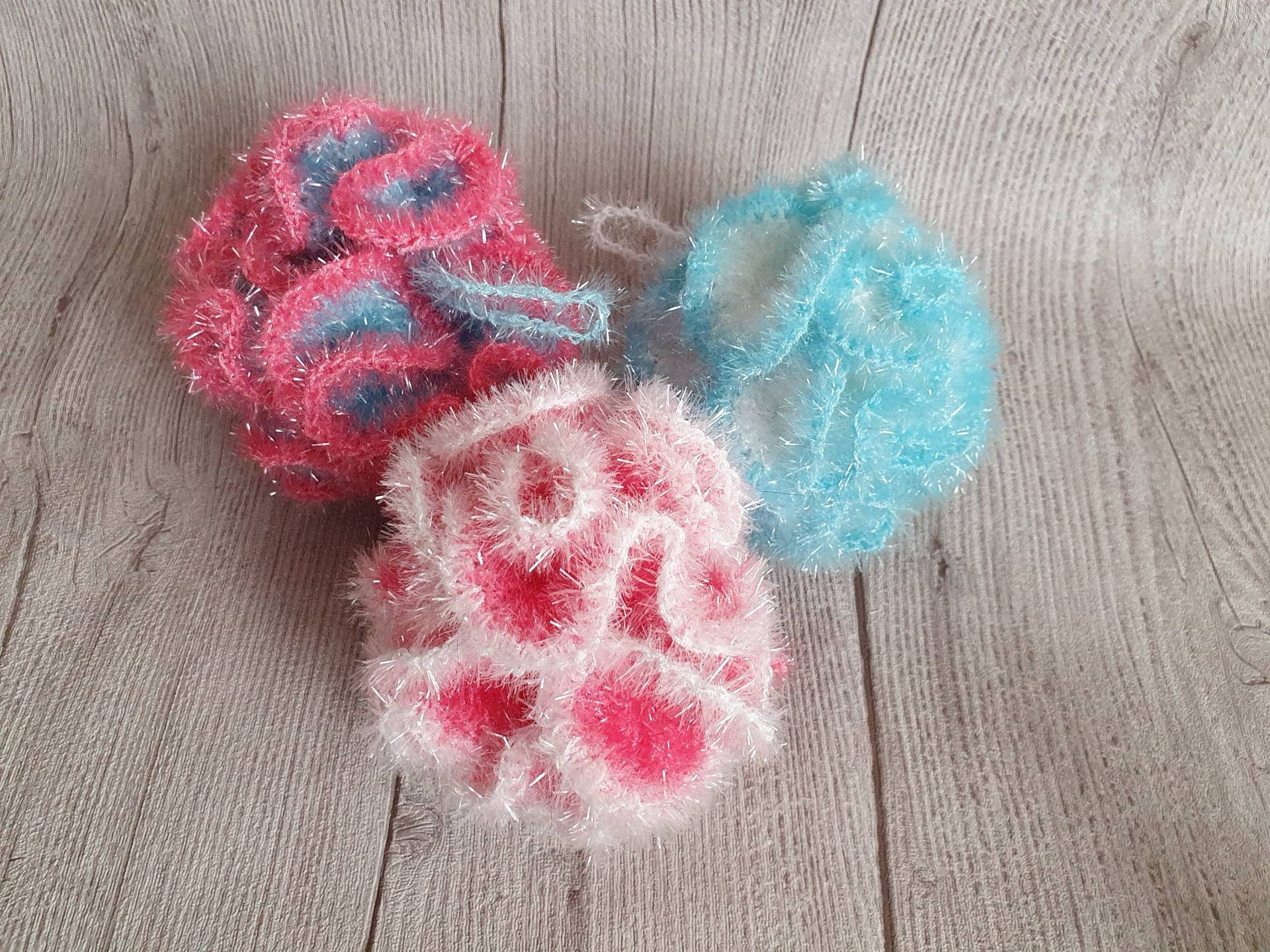 3Er Set Duschpouf, Badeschwamm, Tawashi, 3 Farben, Geschenk Muttertag von Etsy - MASCHENPUNK