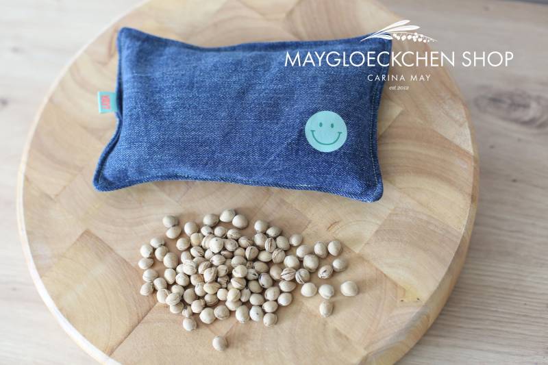 Kirschkernkissen Aus Alten Jeans - Handgemachtes Unikat Mit Smiley von Etsy - MAYgloeckchenShop