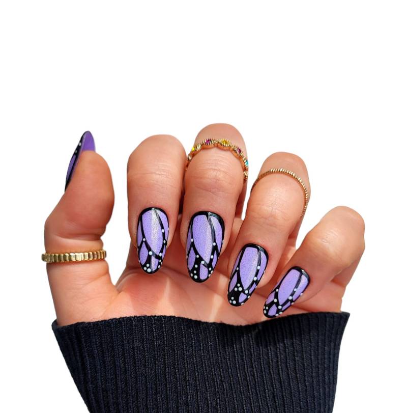 Press-On Nägel Glitzer Lila| Fiolet Kunstnägel | Handgemacht Wiederverwendbar Nailart Luxury von Etsy - MEVANAILS