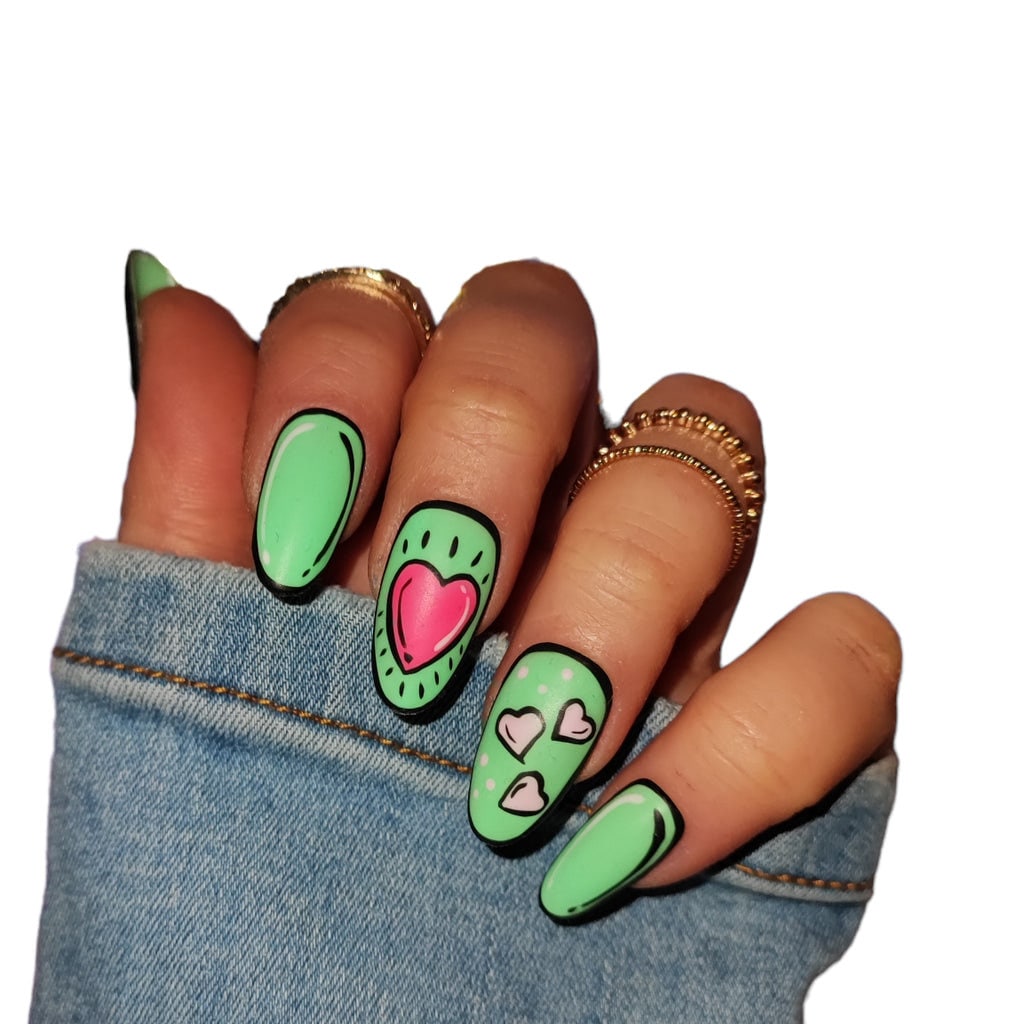 Press-On Nägel Kove Mint Cartoon Nails| Kunstnägel | Handgemacht Wiederverwendbar Matt Press-On Nägel Kove Mint Cartoon Nails| Kunstnägel | Handgemacht Wiederverwendbar Matt von Etsy - MEVANAILS