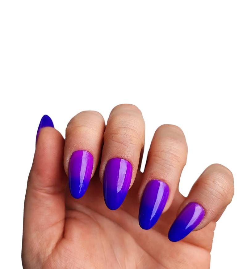 Press-On Nägel Thermo Babyboomer| Fiolet & Blau Kunstnägel | Handgemacht Wiederverwendbar Design von Etsy - MEVANAILS