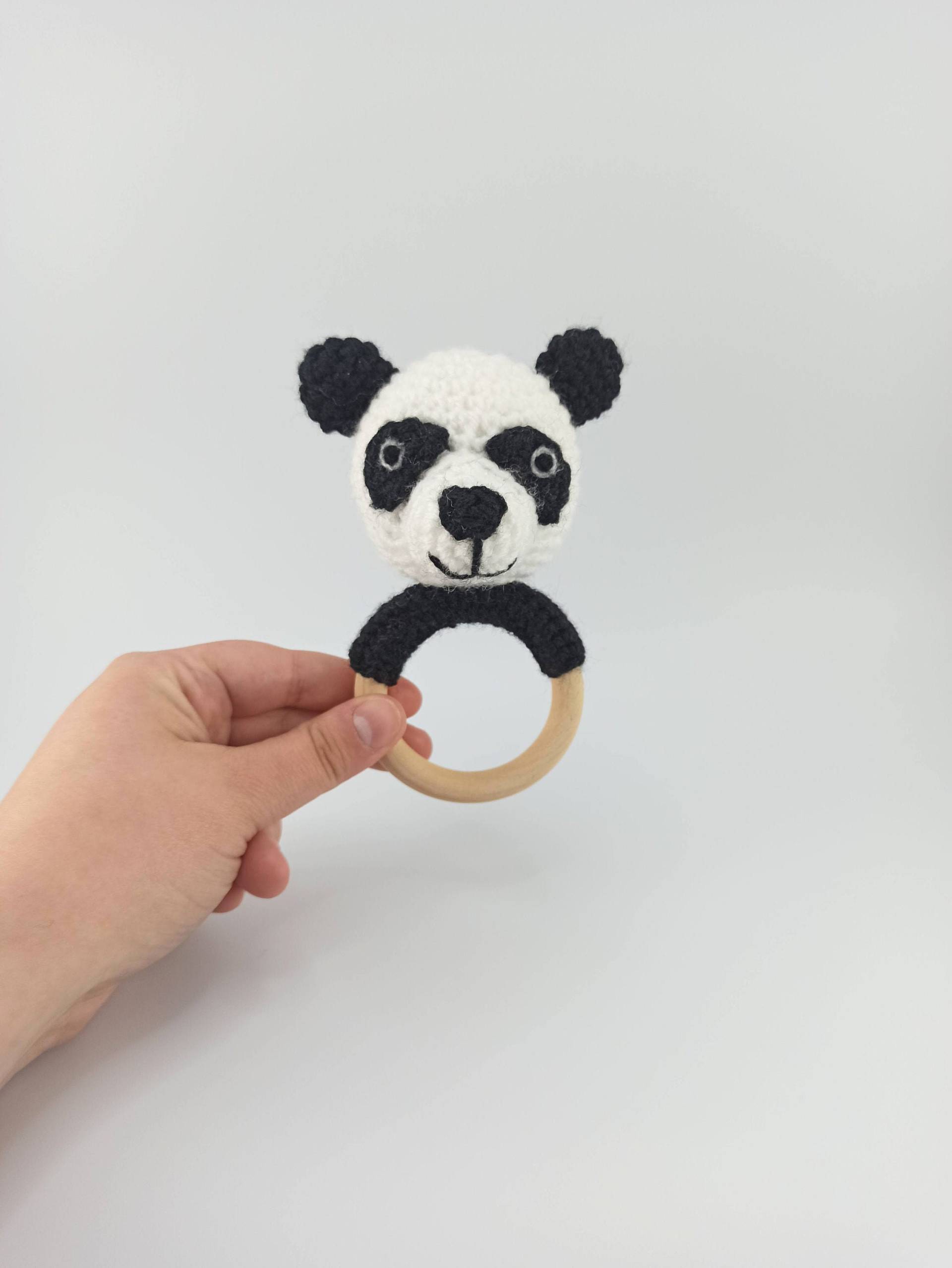 Gehäkelter Panda Beißring, Beißring Aus Holz, Schwarz Weiß, Rassel von Etsy - MMCMumMumCrafts