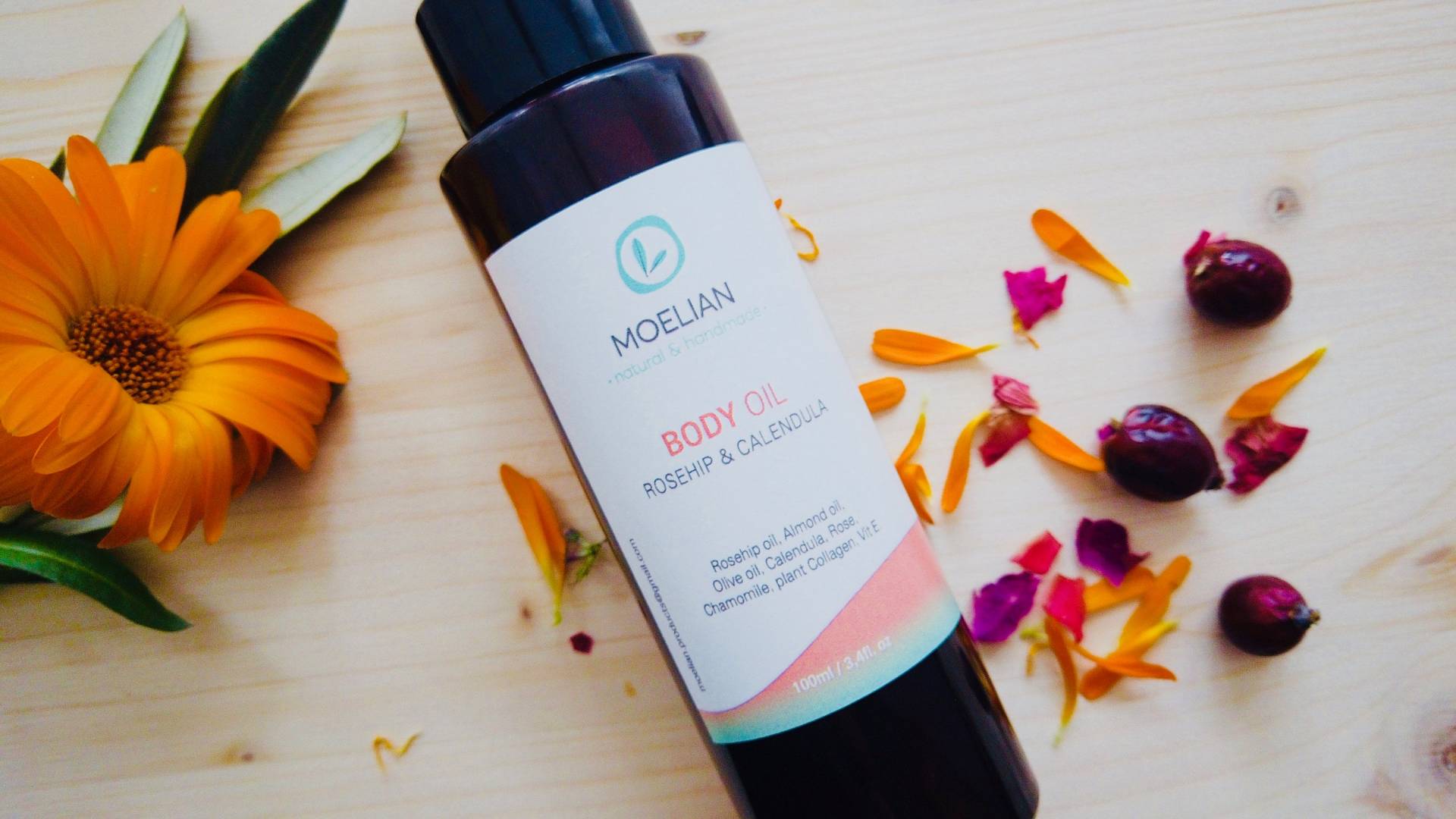 Hagebutten Calendula Körperöl Bio-Veganes Massageöl von Etsy - MOELIAN
