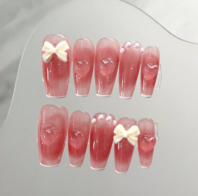 Blush Pure Desire Press On Nails Manicure/Reusable Medium-Long Coffin 20mm von Etsy - MYNAILPRESS