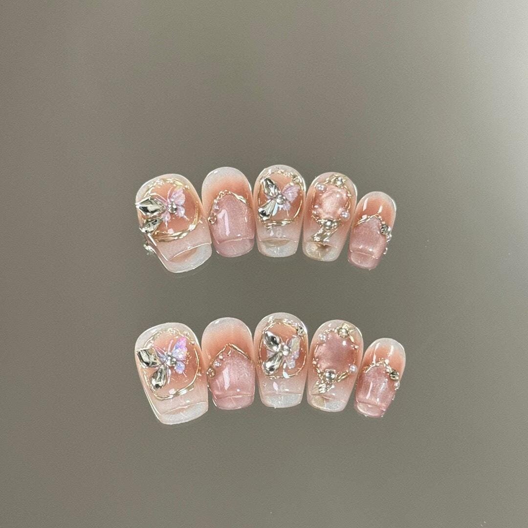Dewy Pink Press On Nails Manicure/ Reuseable Nails/Medium Coffin 18 Mm von Etsy - MYNAILPRESS