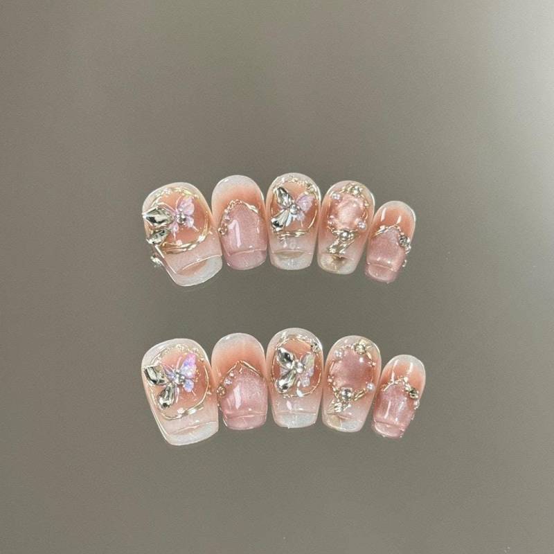 Dewy Pink Press On Nails Manicure/ Reuseable Nails/Medium Coffin 18 Mm von Etsy - MYNAILPRESS