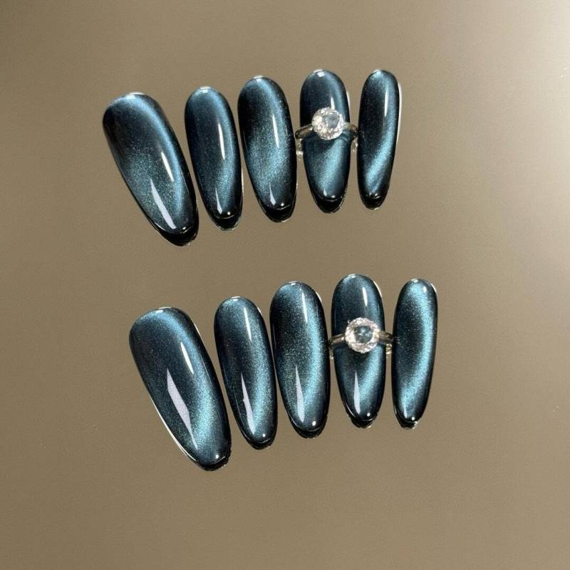 Teal Mirage Press On Nails Manicure/ Reusable/ Medium-Long Stiletto 24mm von Etsy - MYNAILPRESS