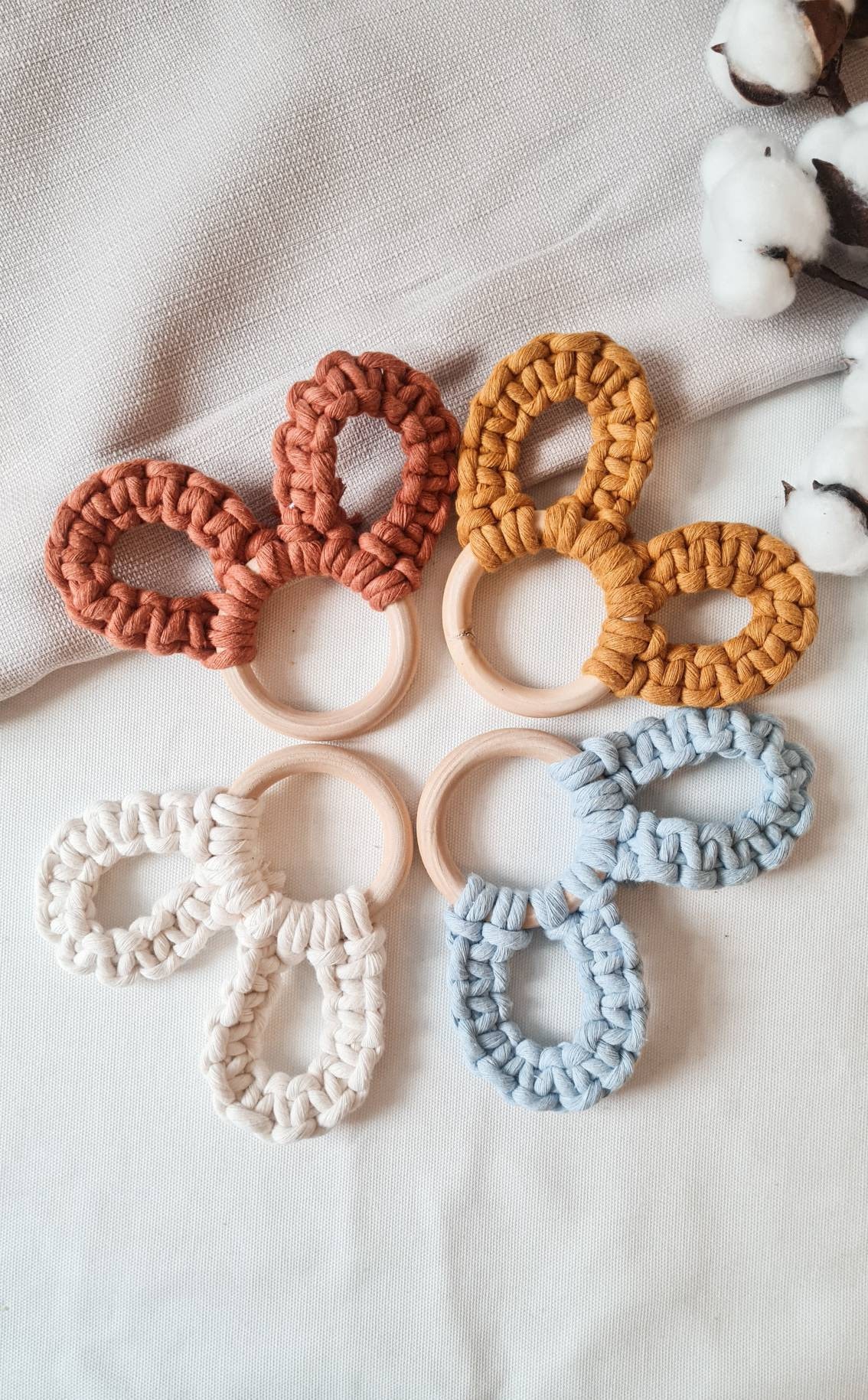 Makramee Greifring/Beißring - Beißring Mit Hasenohren von Etsy - MacrameIva