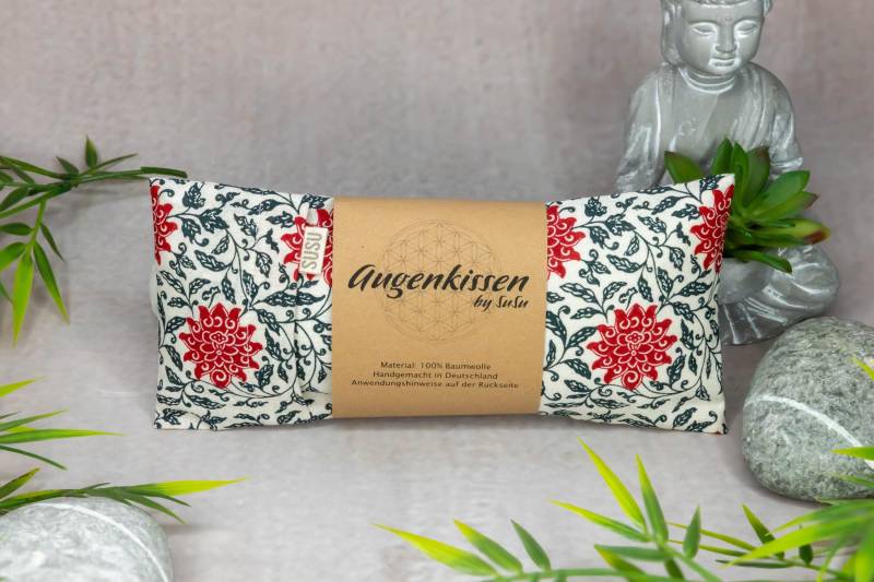 Augenkissen Bangalore Weiß Rot Blüten Yoga Meditation Entspannung Homeoffice Lavendel Sandelholz Palo Santo Baumwolle Vegan von Etsy - MadeBySuSu