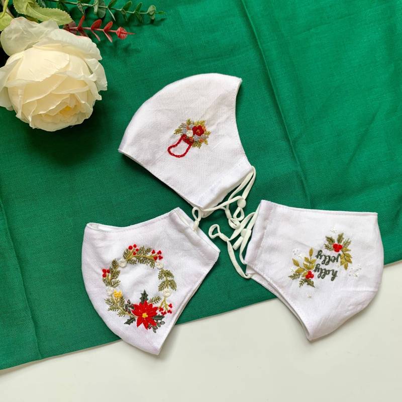 3-Teilige Weihnachts-Gesichtsmaske Für Frauen Aus Reinem Leinen, 3-Lagig, Sehr Weich Und Atmungsaktiv von Etsy - MadewithloveByCherry