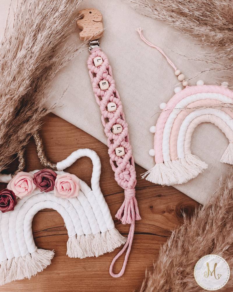 Makramee Schnullerkette Personalisiert Name Schnuller Baby Geburt Geschenk Geschenkidee von Etsy - Maerchenwunder