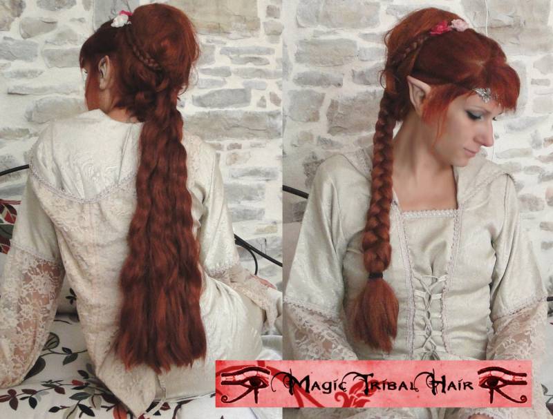 Braid & Hairfalls 2 in 1 Haarteil Your Hair Color Gewellte Haarverlängerungen 55 cm Renaissance Hochzeit Larp Kostüm-Perücke Braid & Hairfalls 2 in 1 Haarteil Your Hair Color Gewellte Haarverlängerungen 55 cm Renaissance Hochzeit Larp Kostüm-Perücke von Etsy - MagicTribalHair