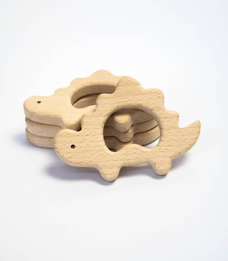 Beißring "Dino" Buchenholz von Etsy - MahinaMakramee