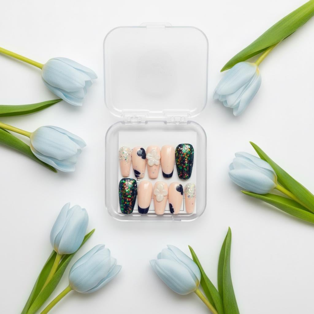 Handmade Press On Nails - Blue Glimmer Handmade Press On Nails - Blue Glimmer von Etsy - MajaBeauty