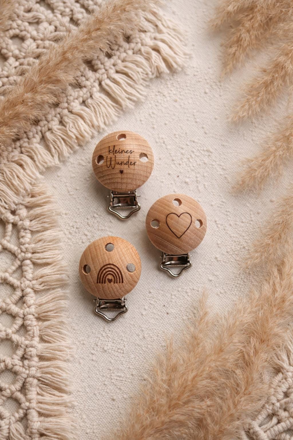 Schnullerclip | Holz Baby Personalisiert Name Motiv Schnullerkette Herz Regenbogen Kleines Wunder |Geschenk Zur Taufe Geburt von Etsy - Makralisa