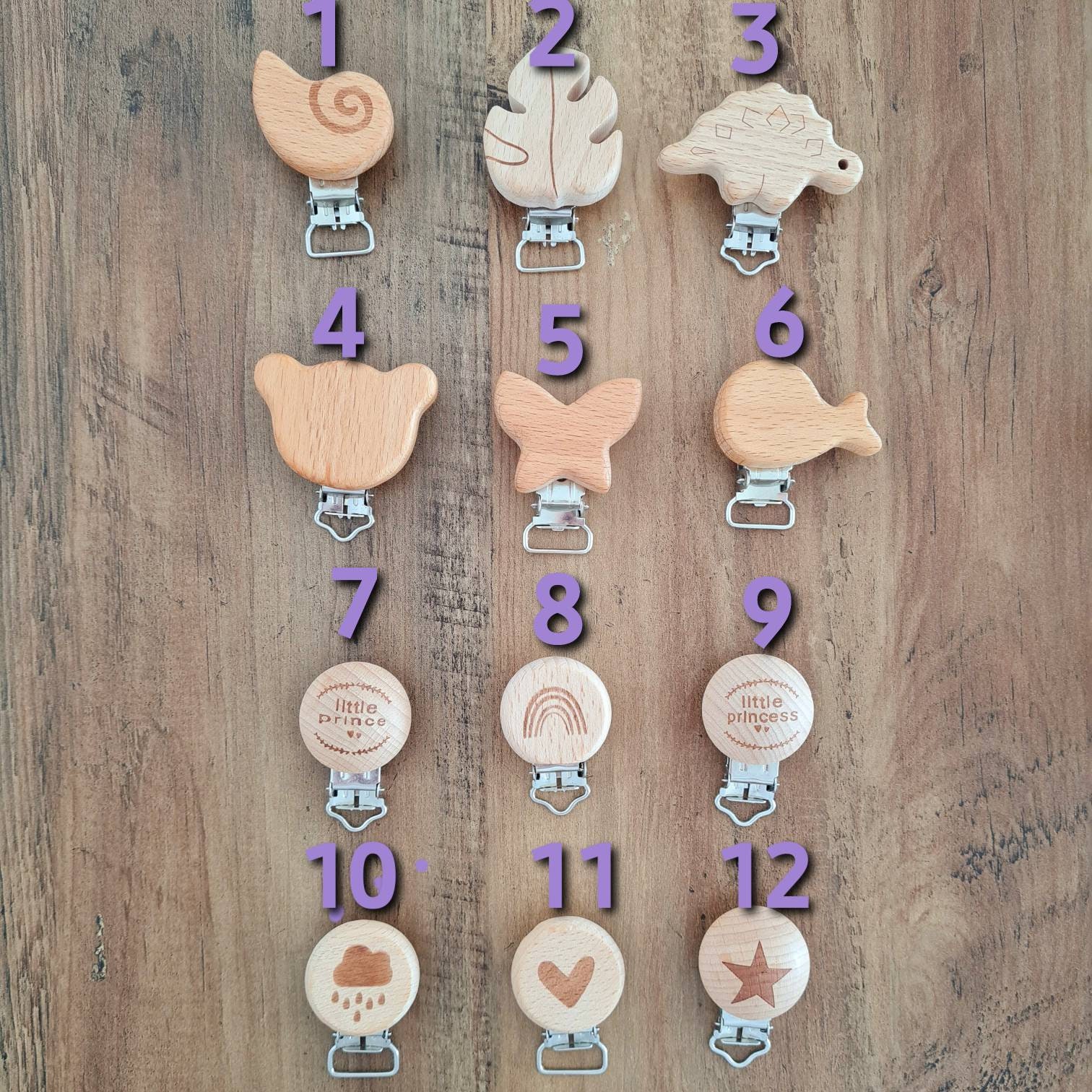 Schnullerclips Holz/Babyschnullerkette Natur von Etsy - MakrameGeschenkeCo