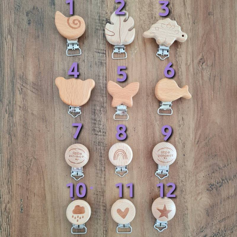 Schnullerclips Holz/Babyschnullerkette Natur von Etsy - MakrameGeschenkeCo