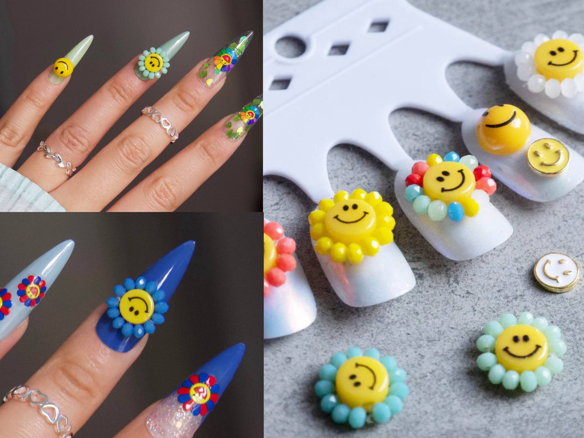 Lächeln Gesicht Nail Art Charms/Smiley Glückliches Emoji Diy Ohrstecker 3D Geprägte Abziehbilder Maniküre Pediküre Lächelndes Instagram Influencer von Etsy - Makynail