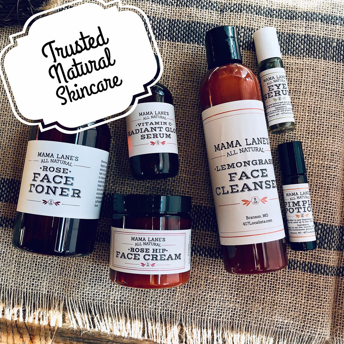 Sechs Stück Hautpflege-Linie von Etsy - MamaLanesAllNatural