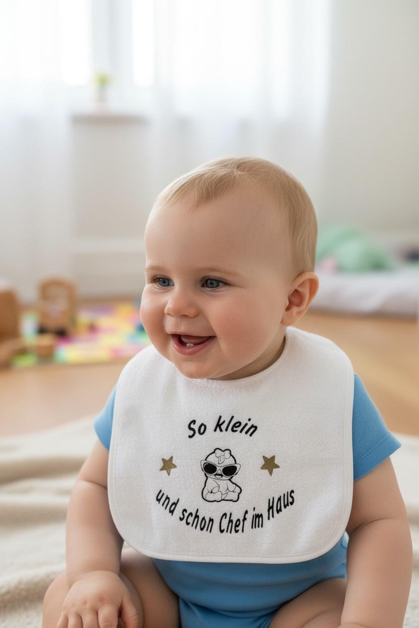 Baby Lätzchen "So Klein Und Schon Chef Im Haus" - 100% Baumwolle I Sprüche Fun Babygeschenk Geschenk Zur Geburt-Taufe-Geburtstag Baby Lätzchen "So Klein Und Schon Chef Im Haus" - 100% Baumwolle I Sprüche Fun Babygeschenk Geschenk Zur Geburt-Taufe-Geburtstag von Etsy - MamaMadeWear