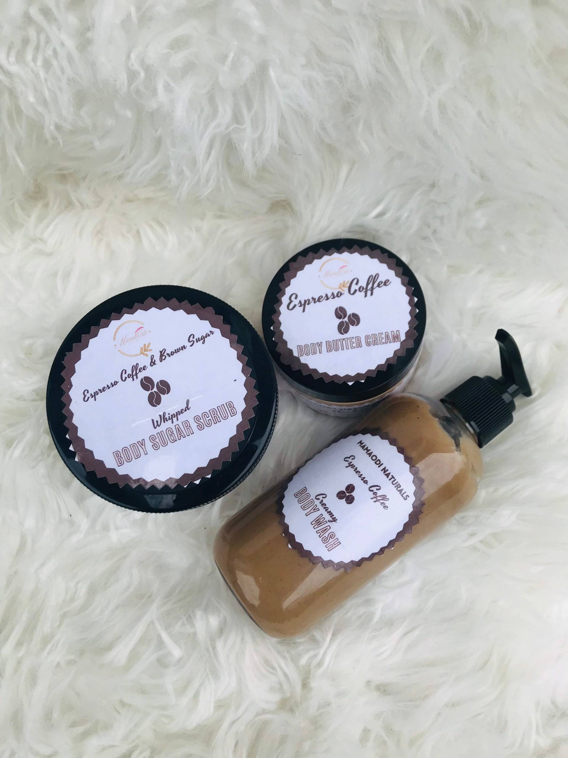 Espresso Kaffee Hautpflege Set/ Geschenkset/ Körperwäsche/ Körperbuttercreme/ Zuckerpeeling Espresso Kaffee Hautpflege Set/ Geschenkset/ Körperwäsche/ Körperbuttercreme/ Zuckerpeeling von Etsy - MamaOdiNaturals
