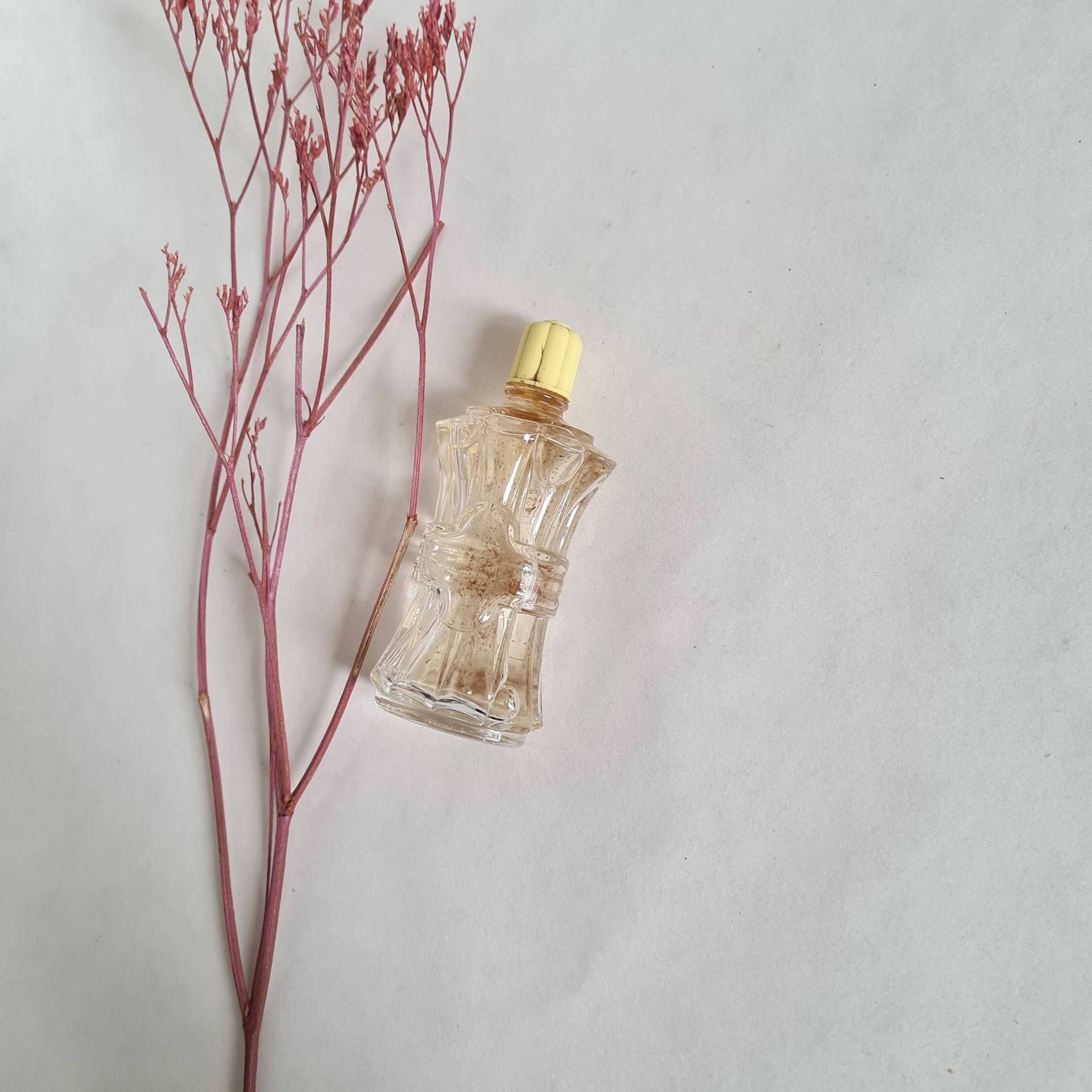 Vintage Parfümflasche Eau De Toilette Altes Glas Roja Gelbe Kappe Kunststoff Kosmetik Schönheit Parfümerie Badezimmerkollektion von Etsy - MamieBrocante