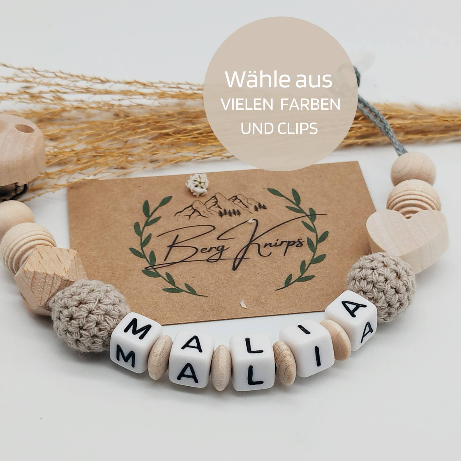 Personalisierte Schnullerkette Mit Namen Und Häkelperlen - Babygeschenk Zur Geburt von Etsy - ManufakturBergKnirps