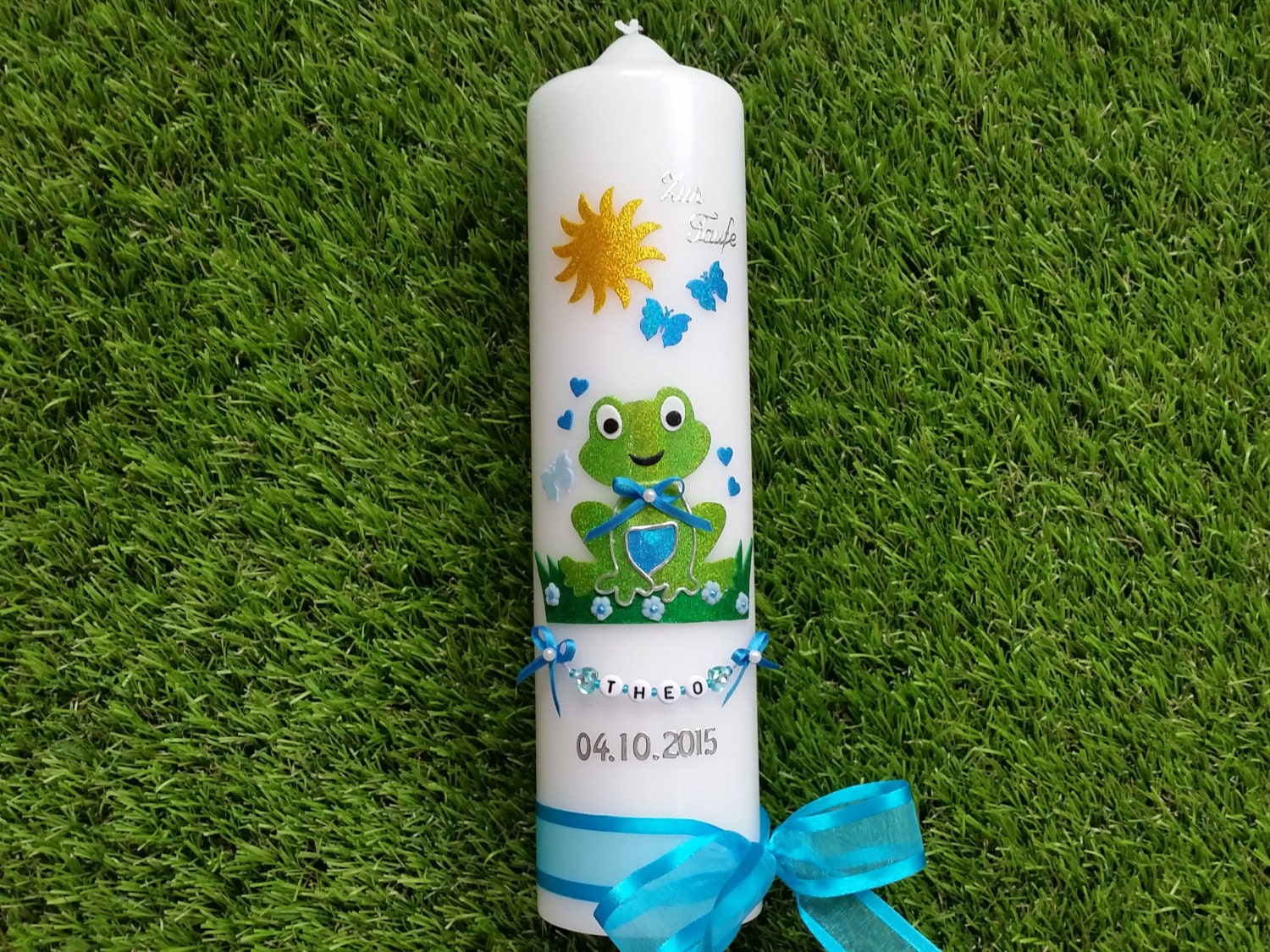 Taufkerze Frosch "Das Original©" von Etsy - ManusKerzenzauber